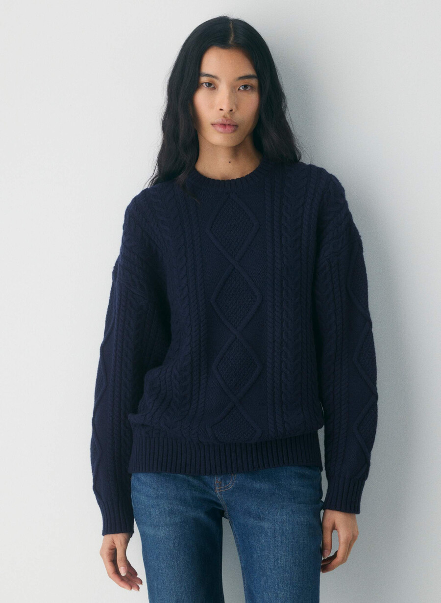 heritage knit merino wool crew sweater admiral
