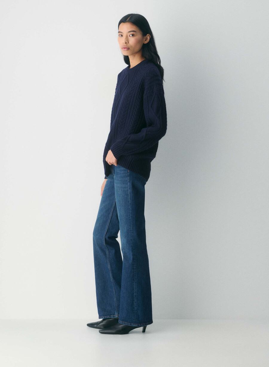 heritage knit merino wool crew sweater whisper white