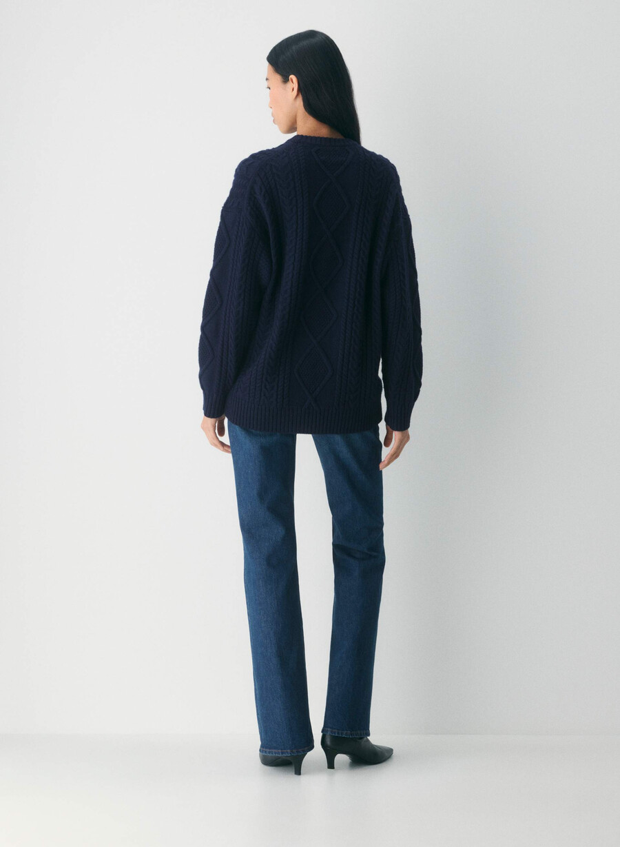 heritage knit merino wool crew sweater whisper white