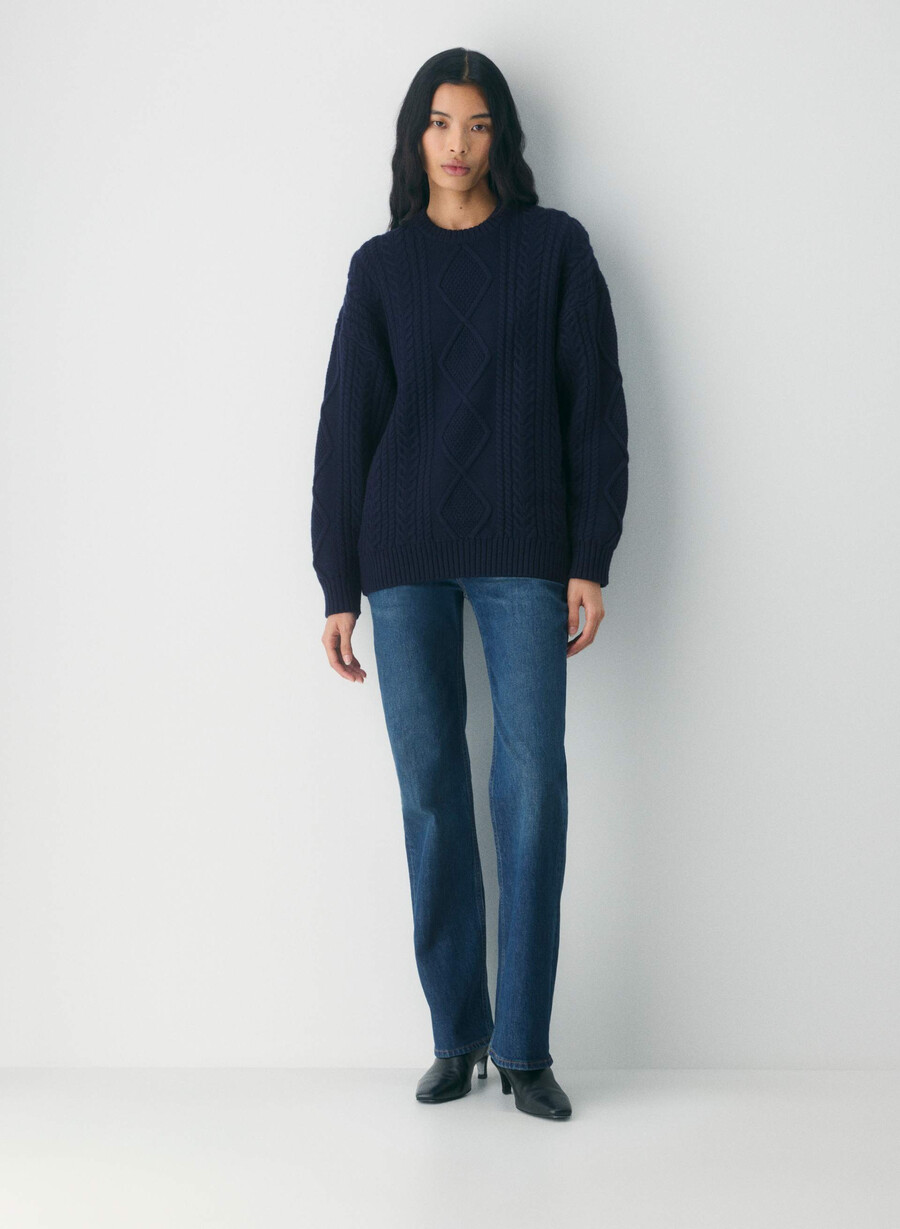 heritage knit merino wool crew sweater whisper white