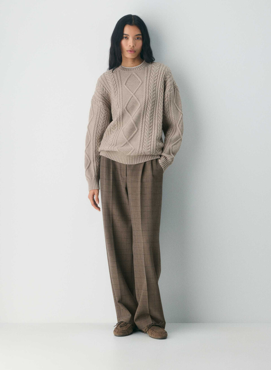 heritage knit merino wool crew sweater heather nomad taupe