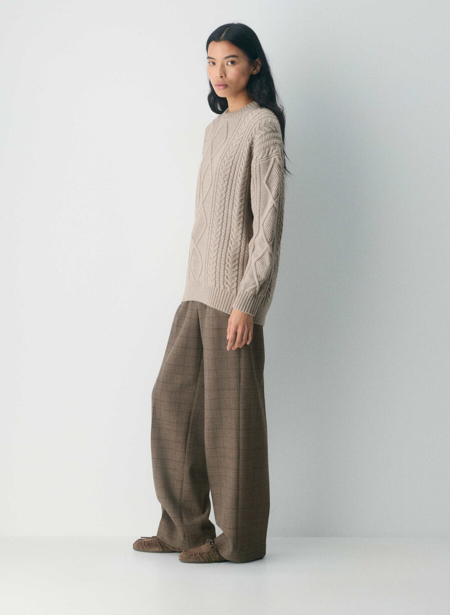 heritage knit merino wool crew sweater heather nomad taupe