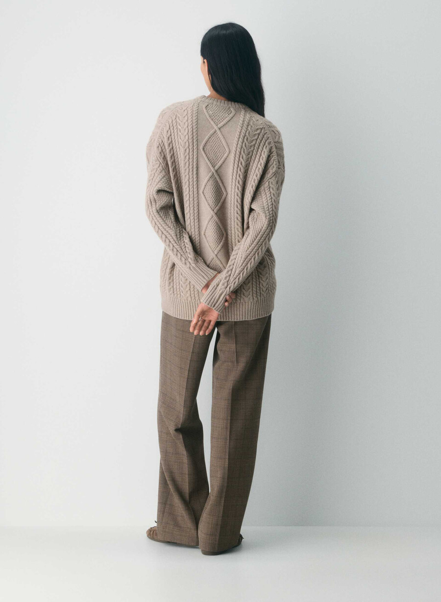 heritage knit merino wool crew sweater heather nomad taupe