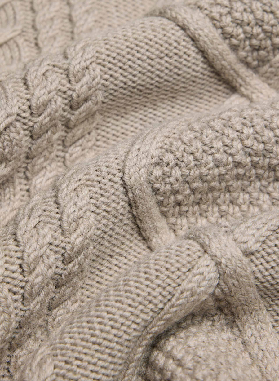 heritage knit merino wool crew sweater heather nomad taupe