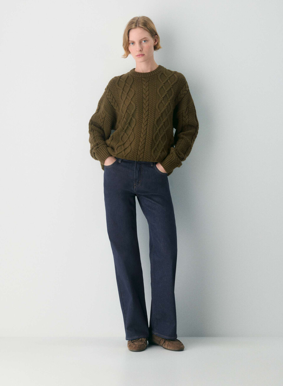 heritage knit merino wool crew sweater private green