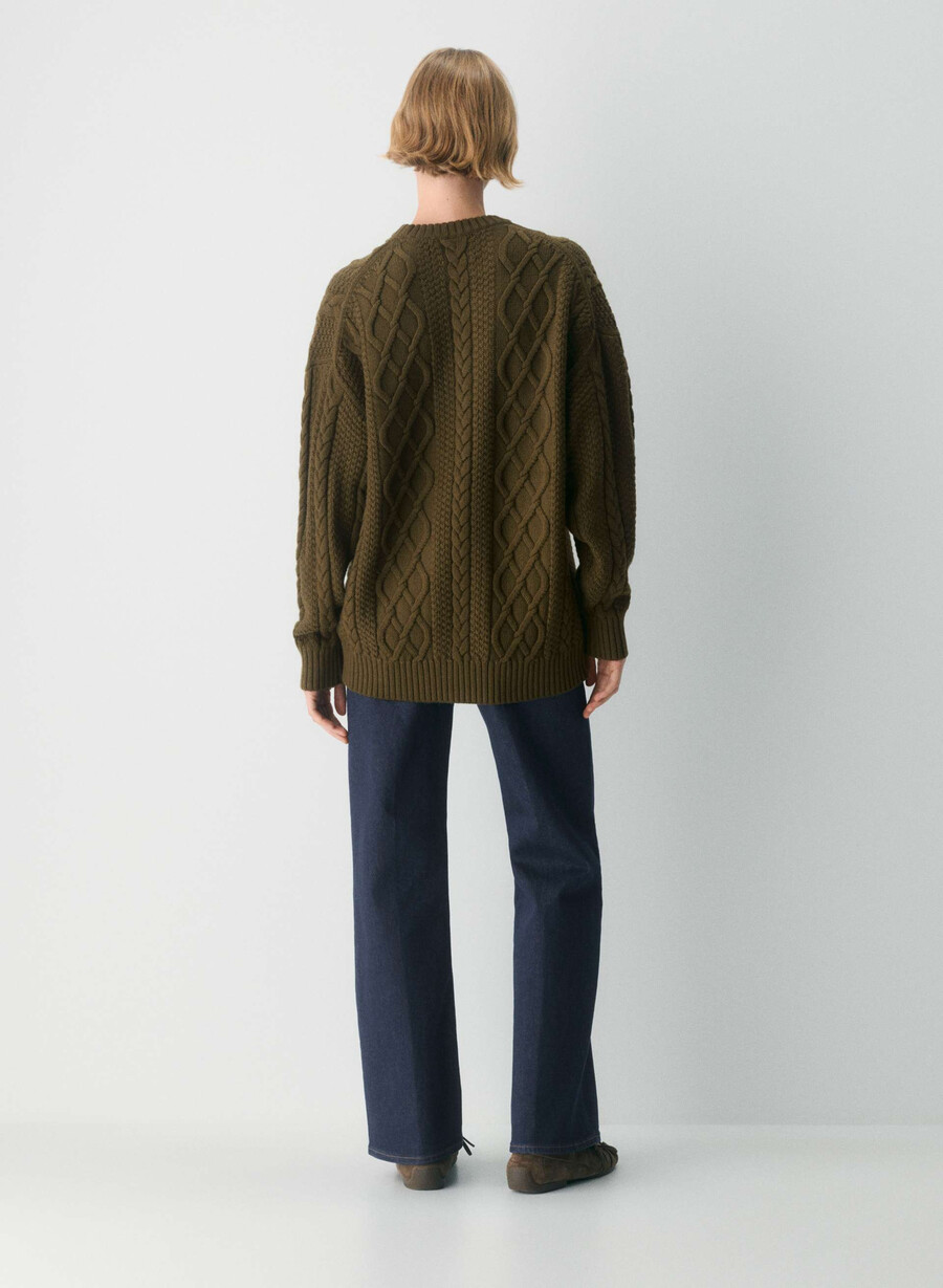 heritage knit merino wool crew sweater private green