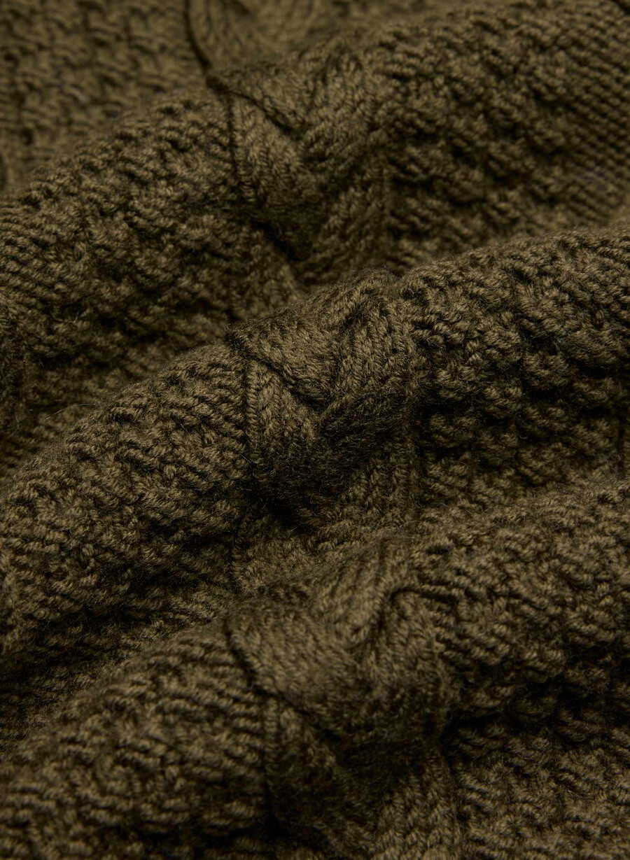 heritage knit merino wool crew sweater private green
