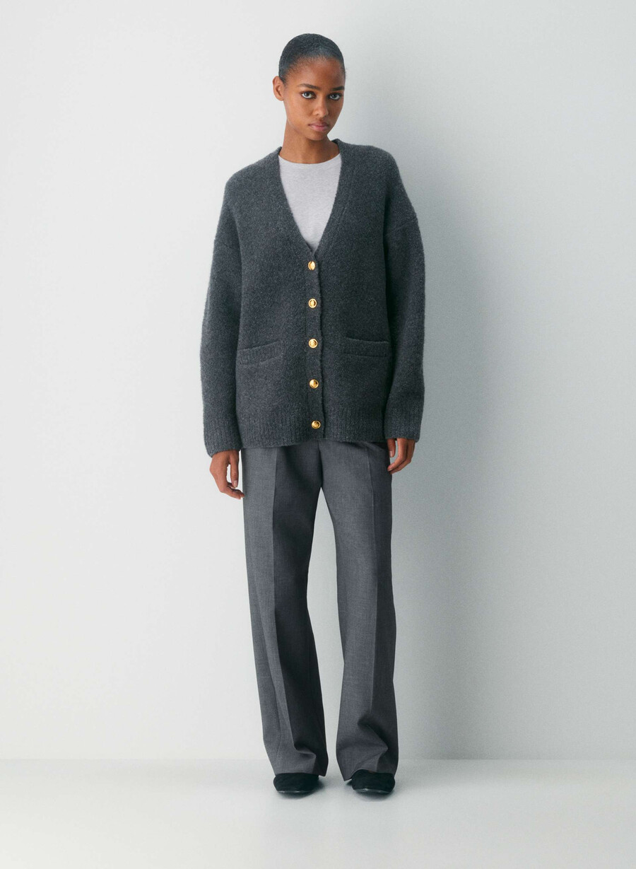 union merino wool cardigan heather charcoal