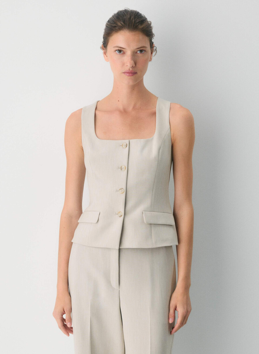 belasco vest - ressential heather matte pearl