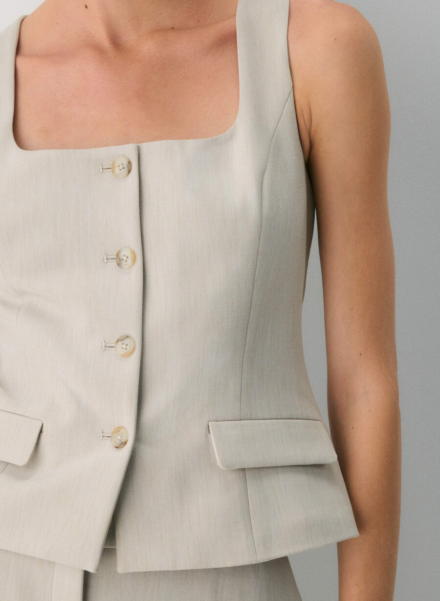 belasco vest - ressential heather matte pearl