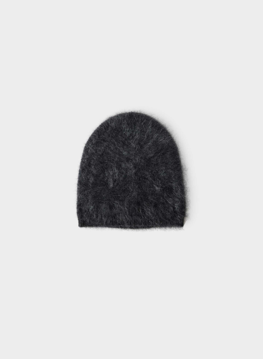brushed cashmere tall beanie heather charcoal
