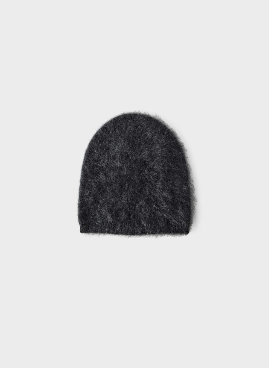 brushed cashmere tall beanie heather charcoal