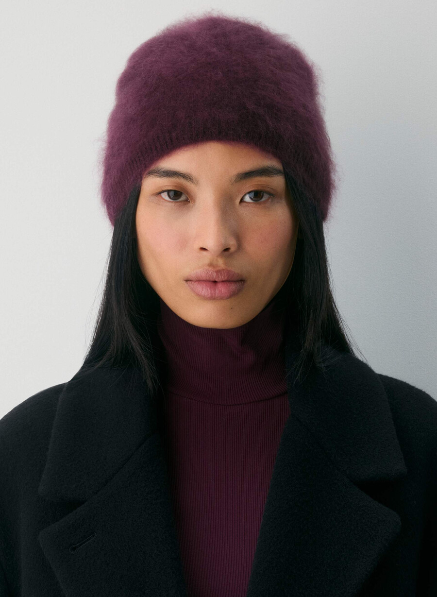 brushed cashmere tall beanie heather charcoal