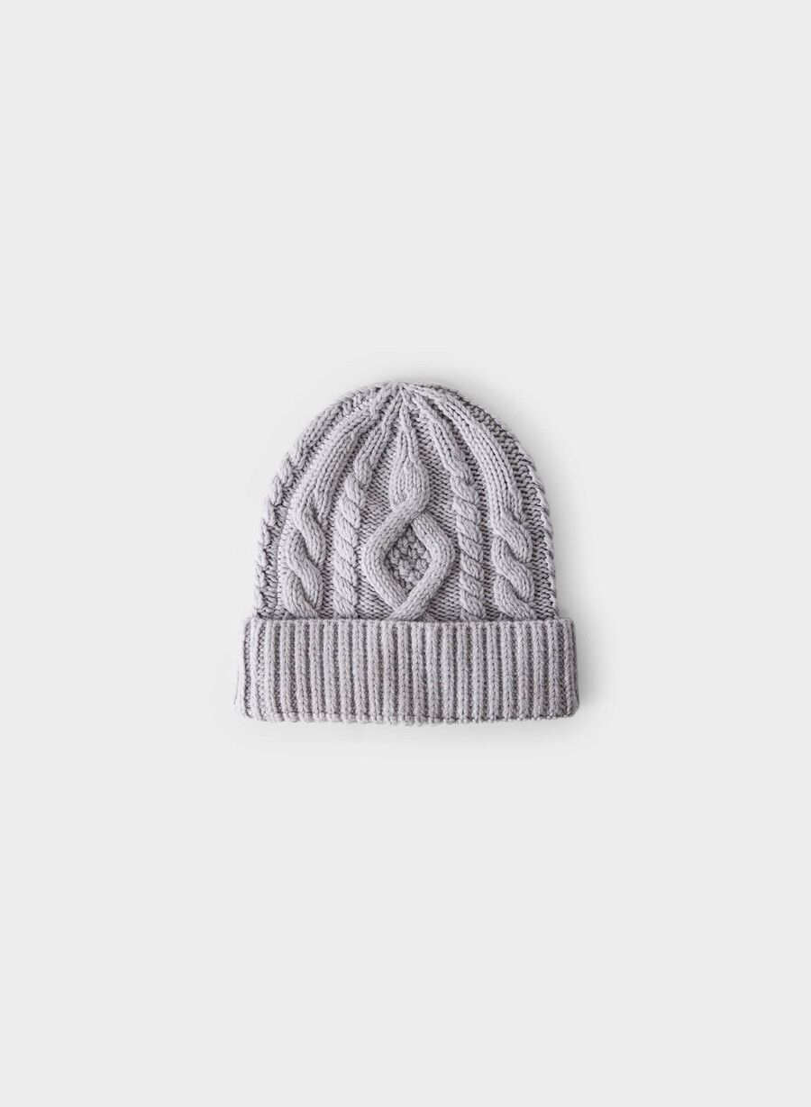 heritage knit merino wool beanie heather chrome
