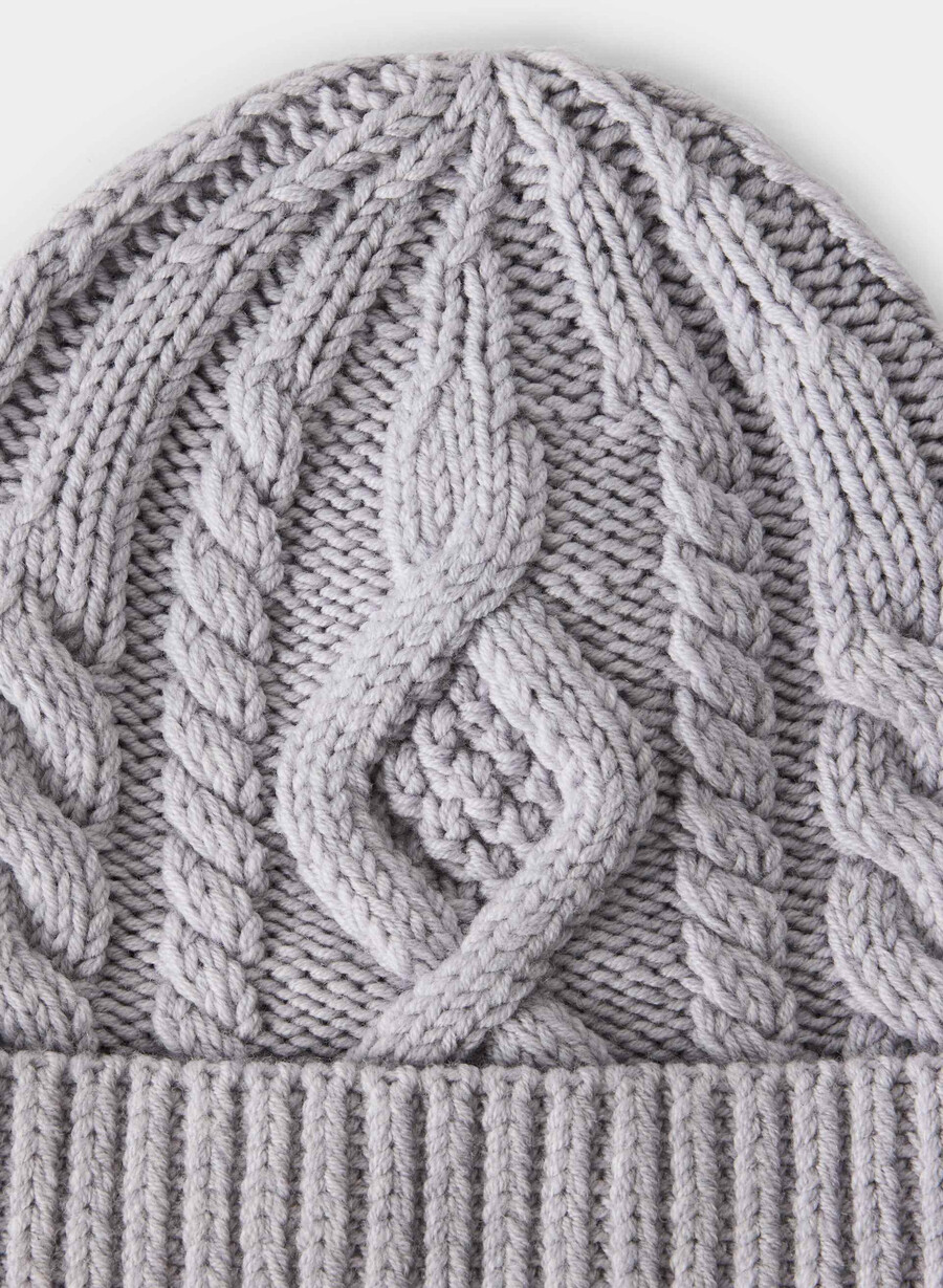 heritage knit merino wool beanie heather chrome