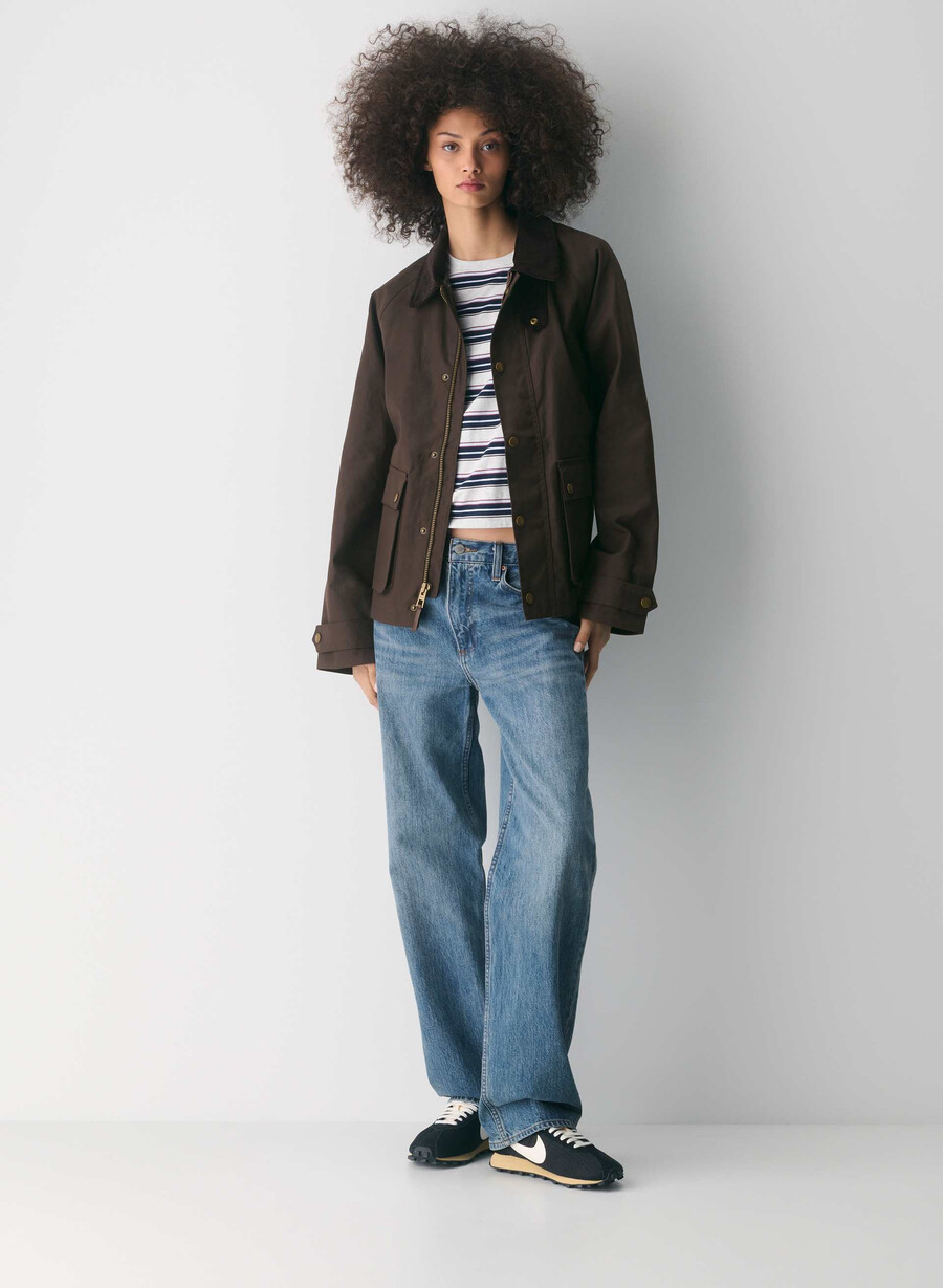 decibel waxed jacket burnt brown