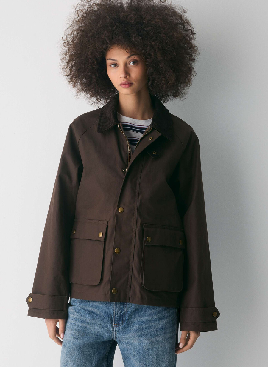 decibel waxed jacket burnt brown