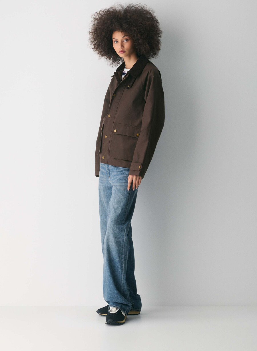 decibel waxed jacket burnt brown