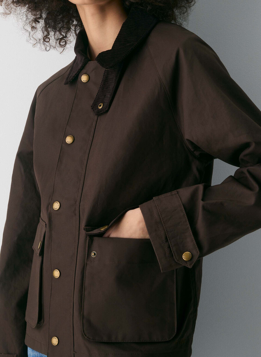 decibel waxed jacket burnt brown