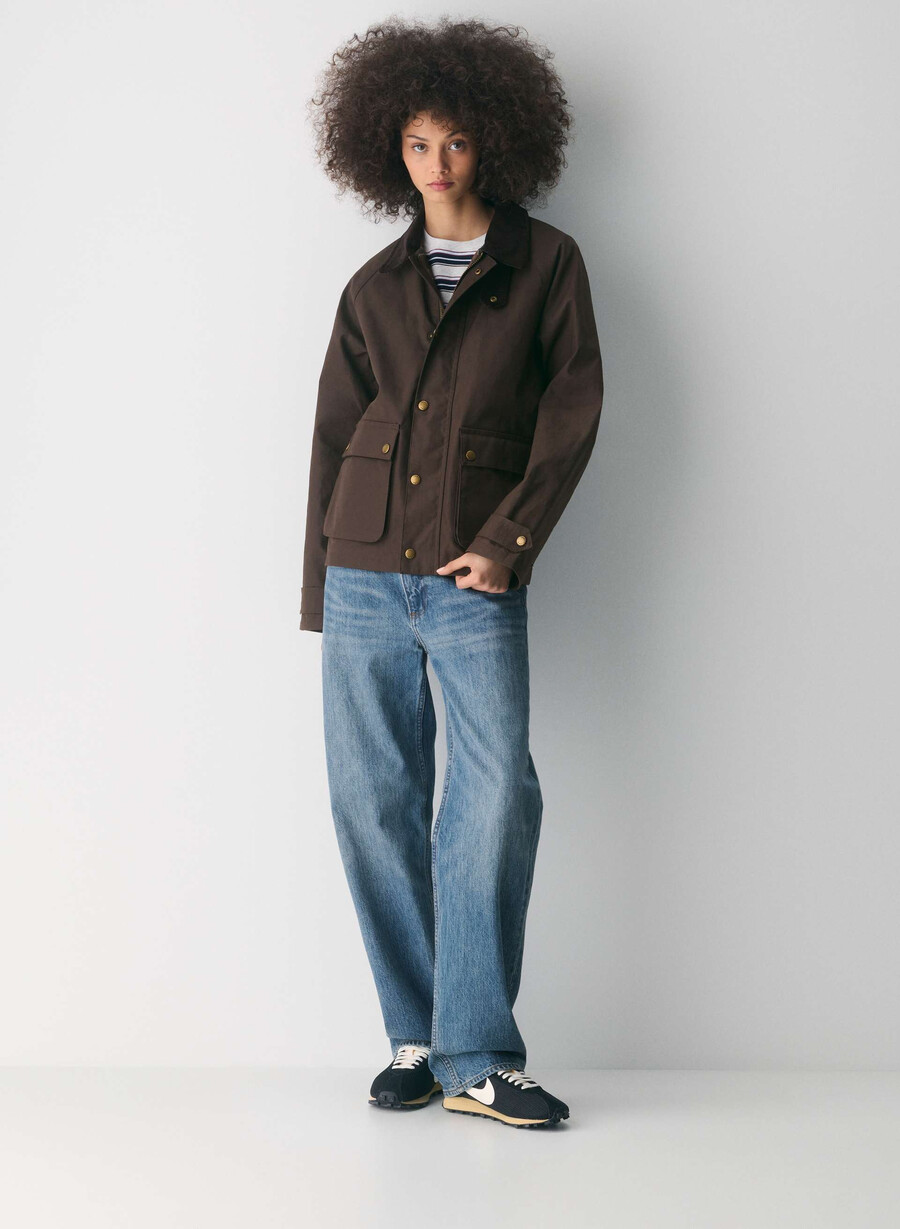 decibel waxed jacket burnt brown