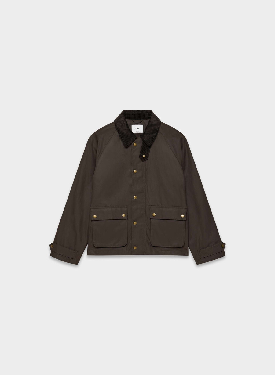 decibel waxed jacket burnt brown