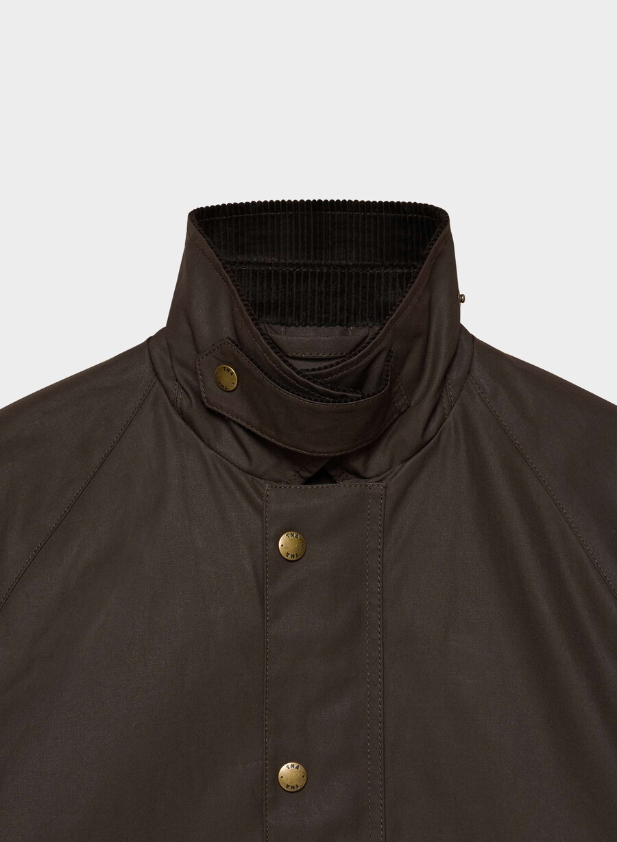 decibel waxed jacket burnt brown
