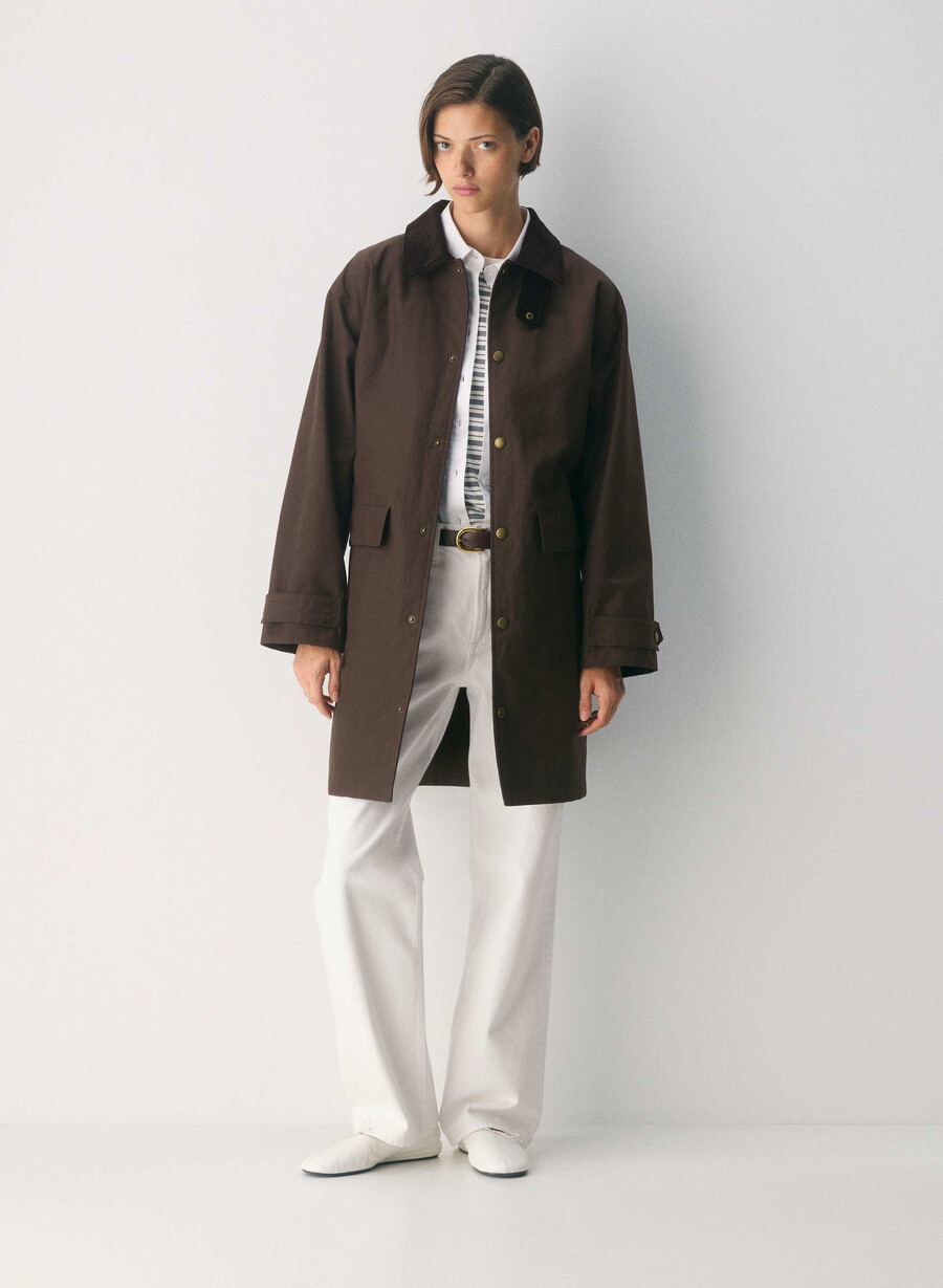 soundwave waxed trench coat burnt brown