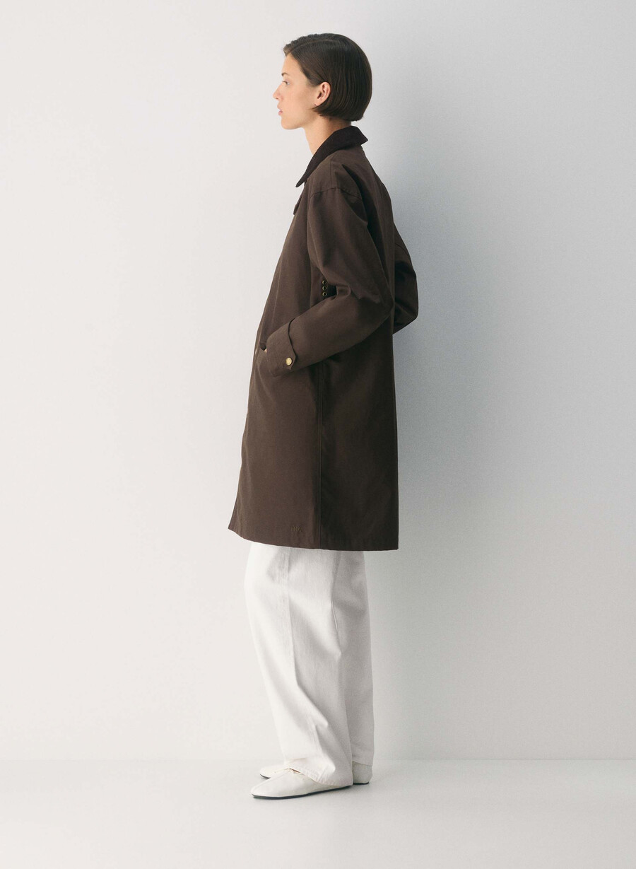soundwave waxed trench coat burnt brown