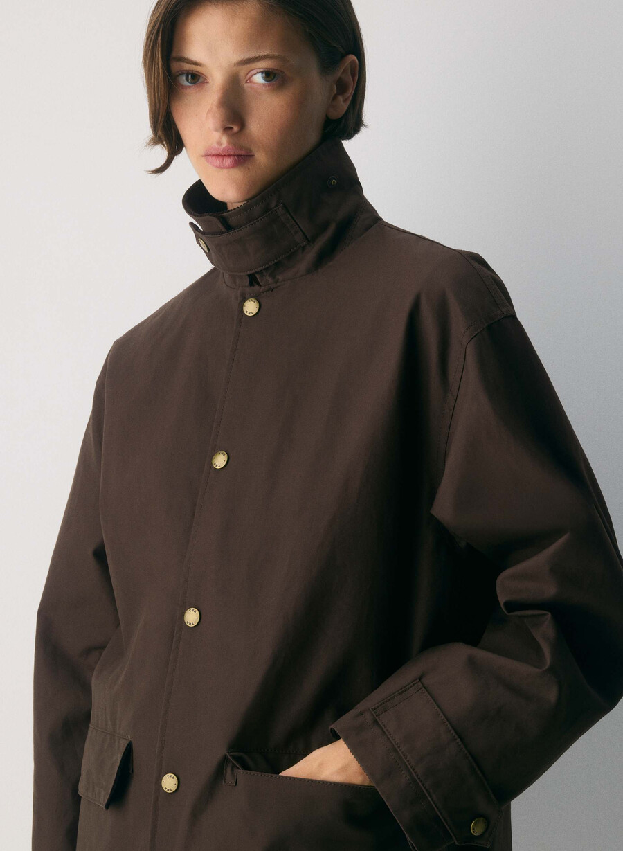 soundwave waxed trench coat burnt brown