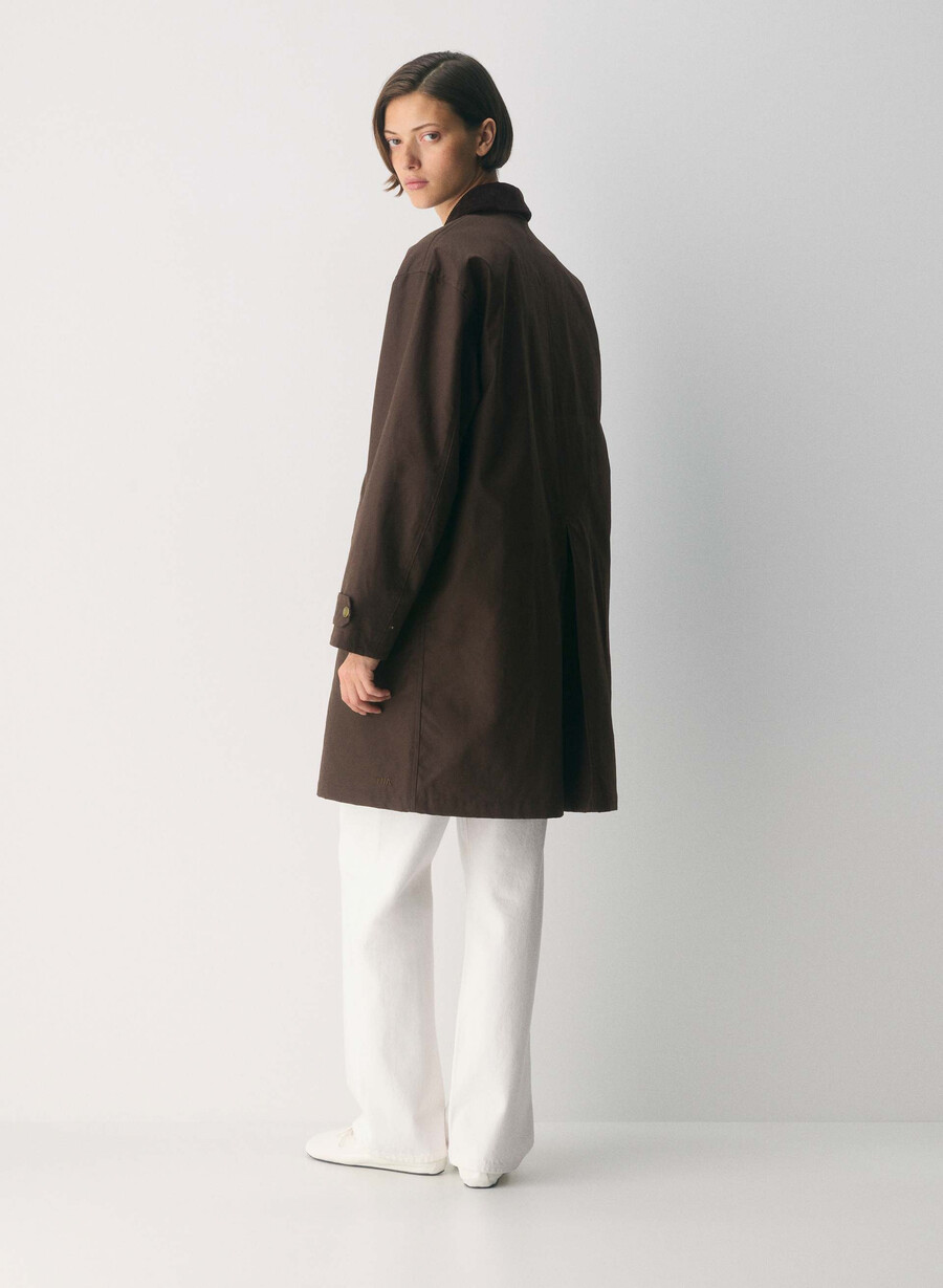 soundwave waxed trench coat burnt brown