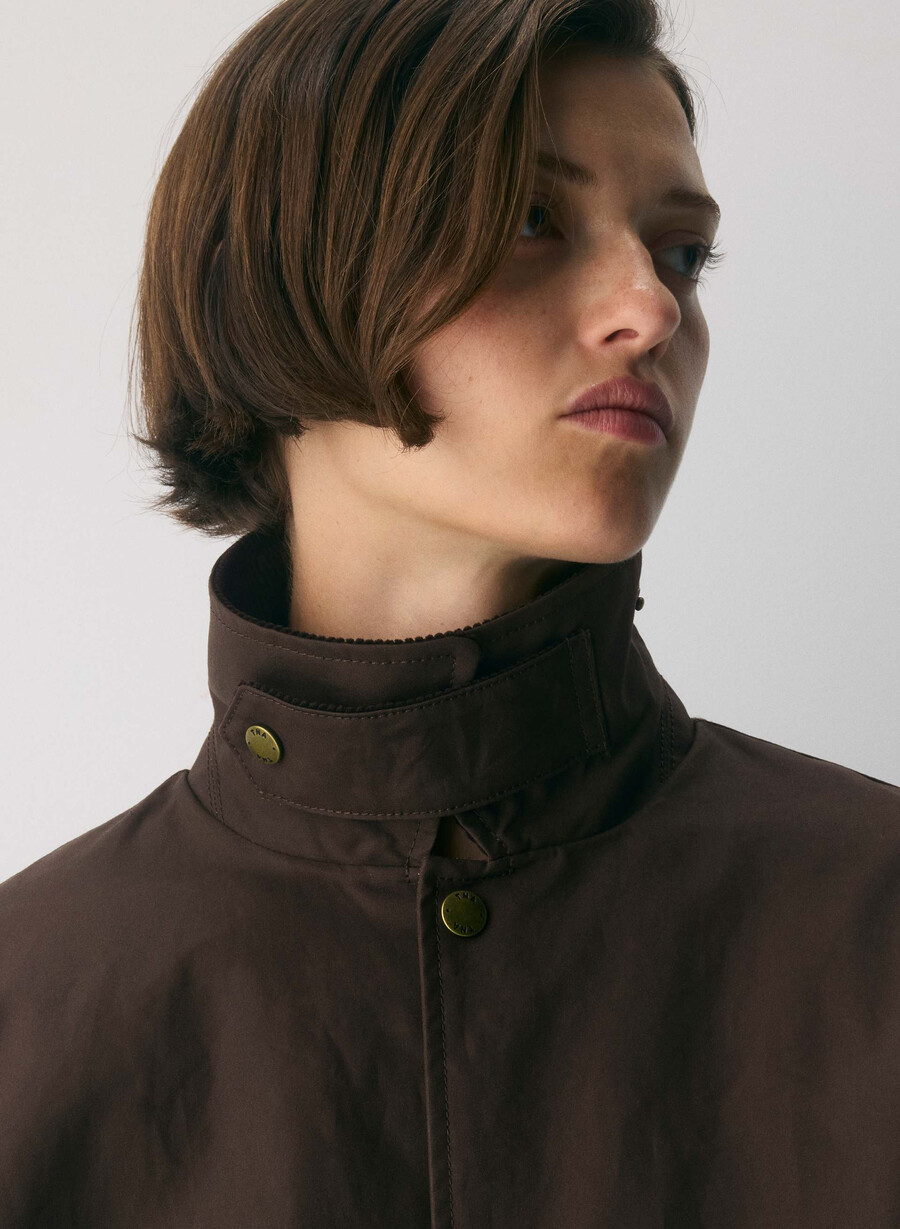 soundwave waxed trench coat burnt brown