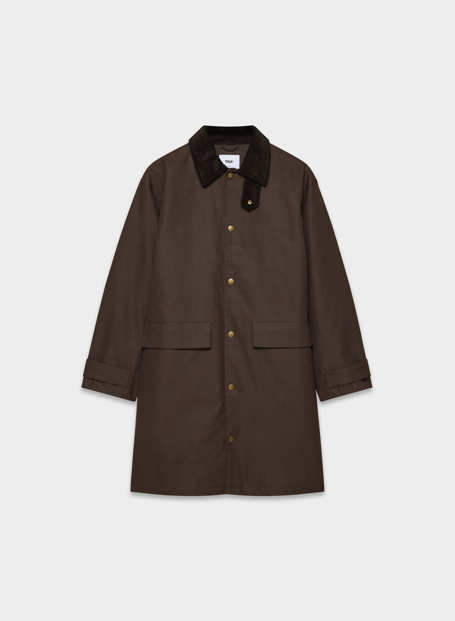 soundwave waxed trench coat burnt brown
