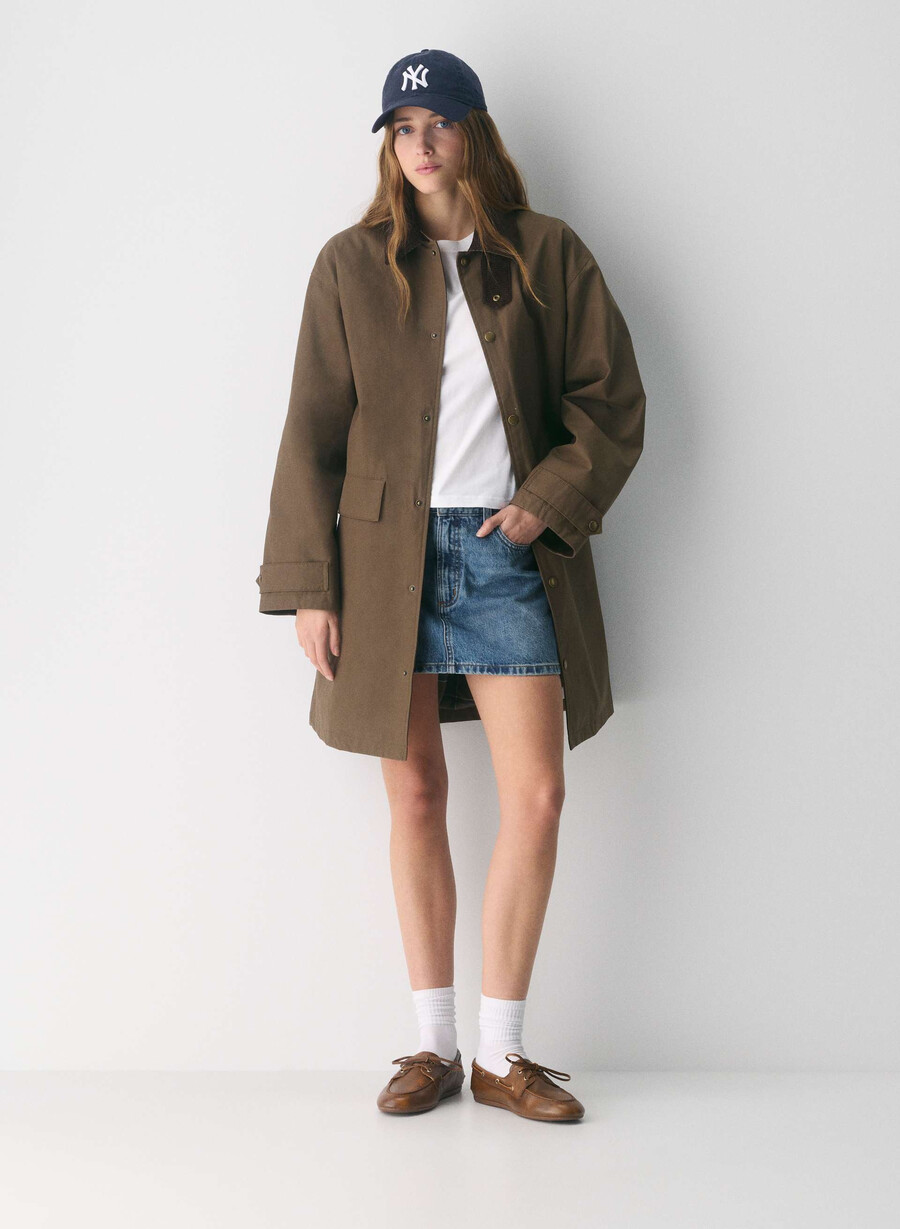 soundwave waxed trench coat sycamore brown