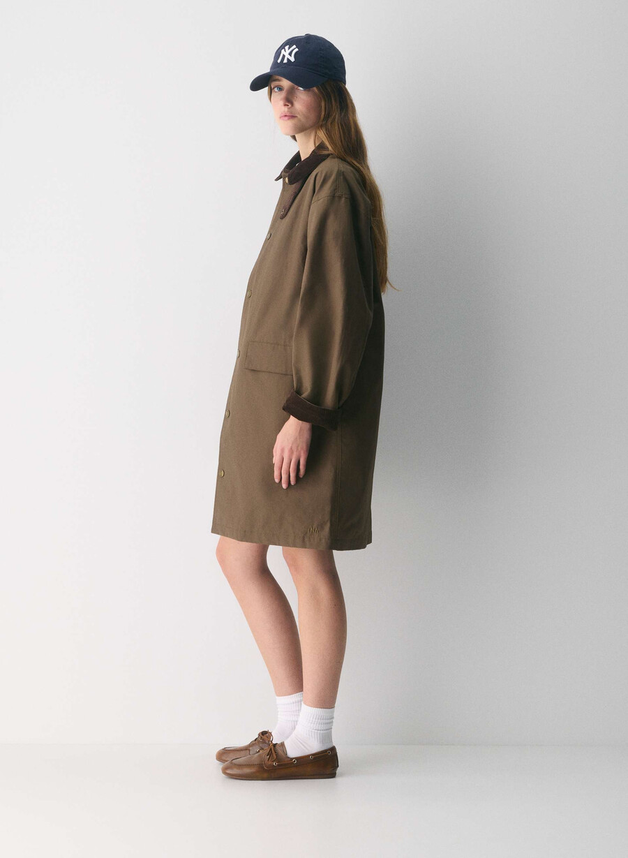 soundwave waxed trench coat sycamore brown