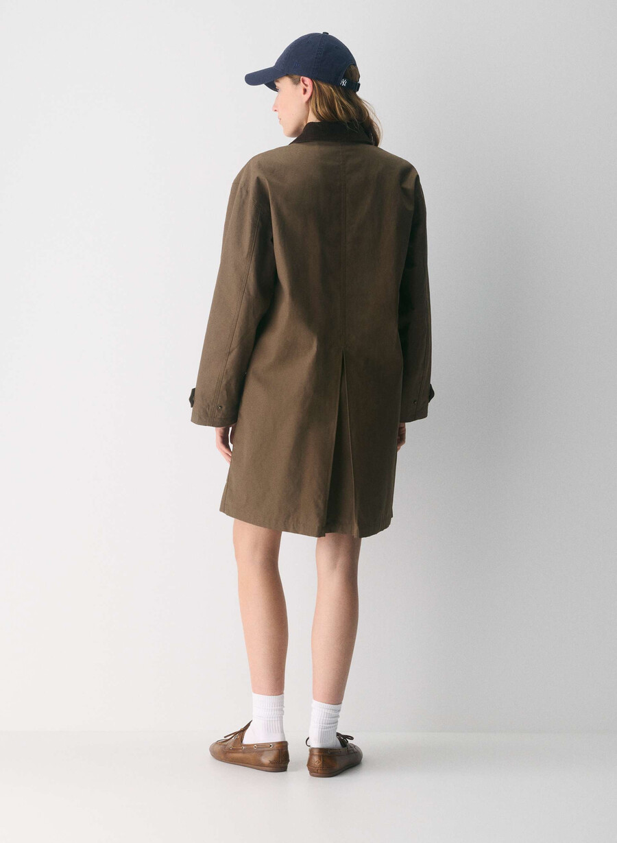 soundwave waxed trench coat sycamore brown