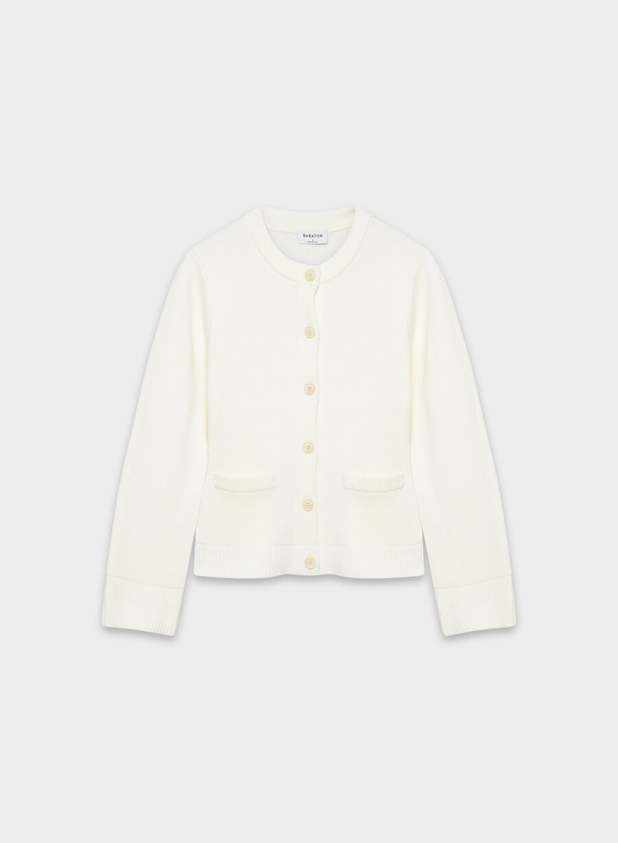 meraki merino wool cardigan avorio