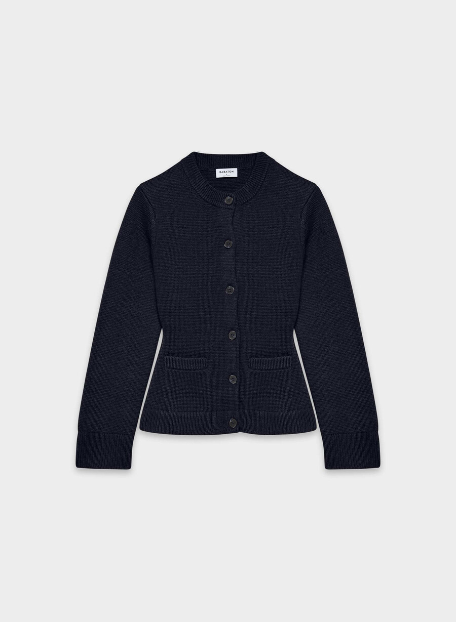 meraki merino wool cardigan royal navy