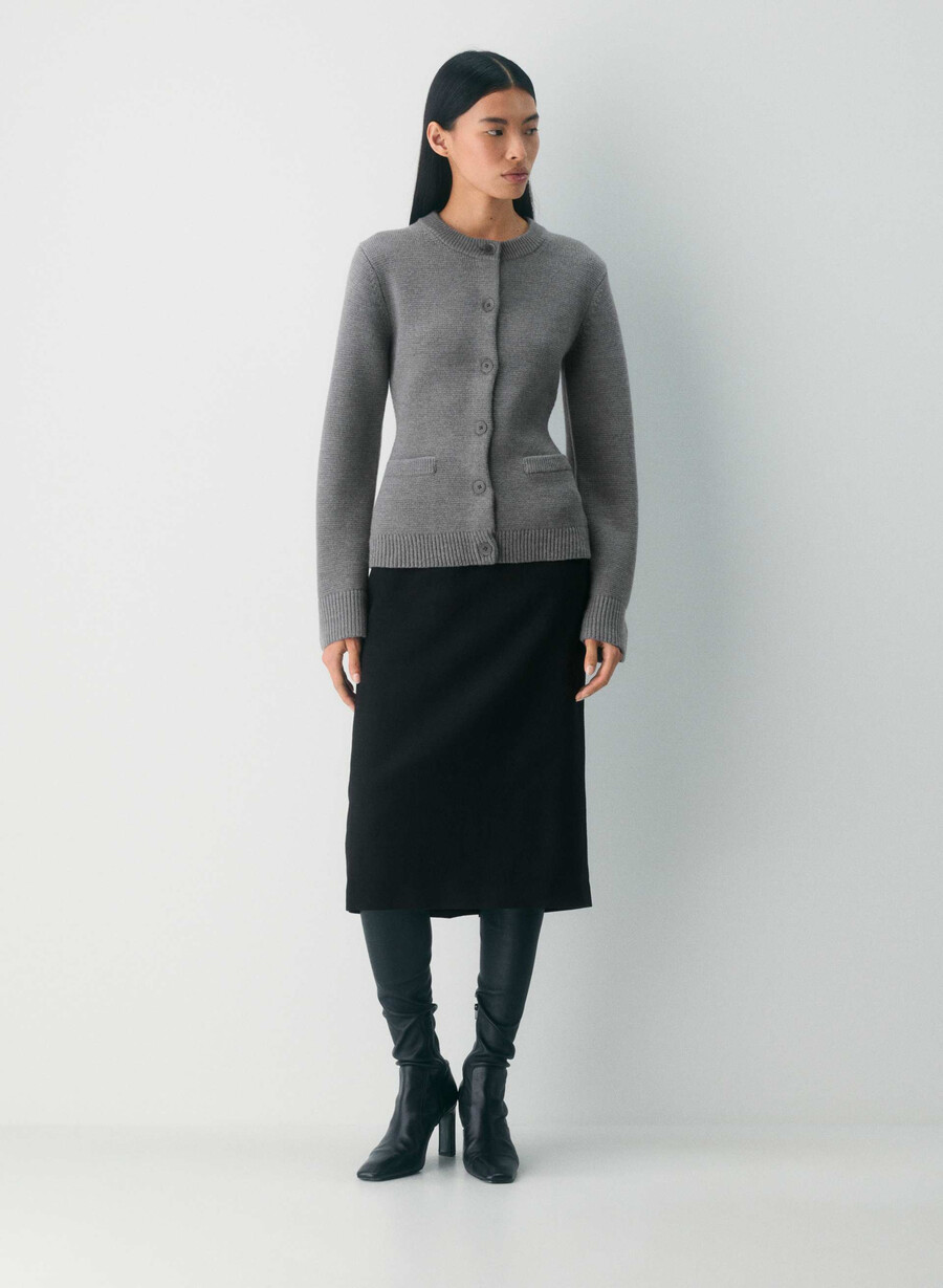 meraki merino wool cardigan heather dark grey