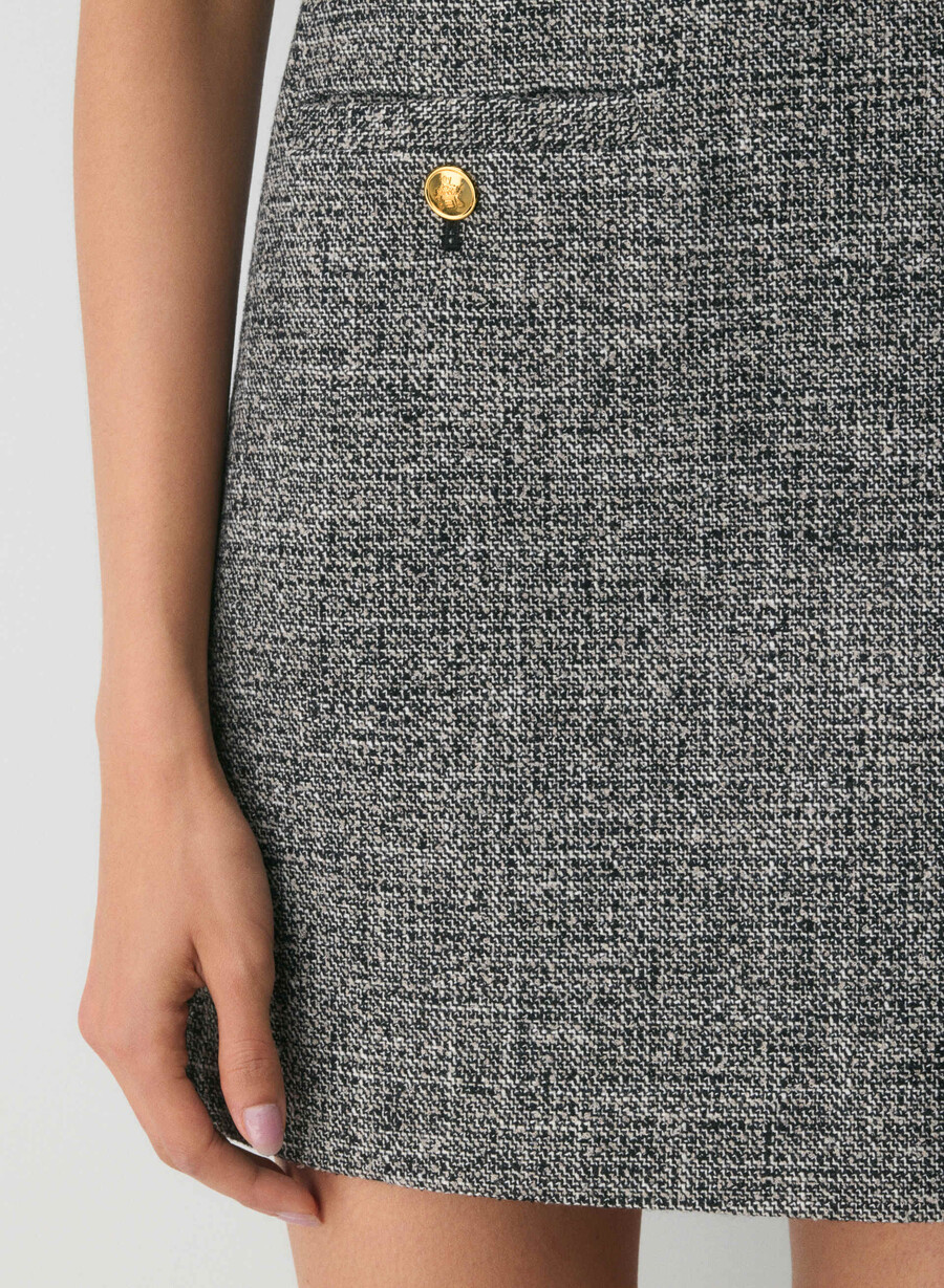 capote dress spckl tweed blkwhit