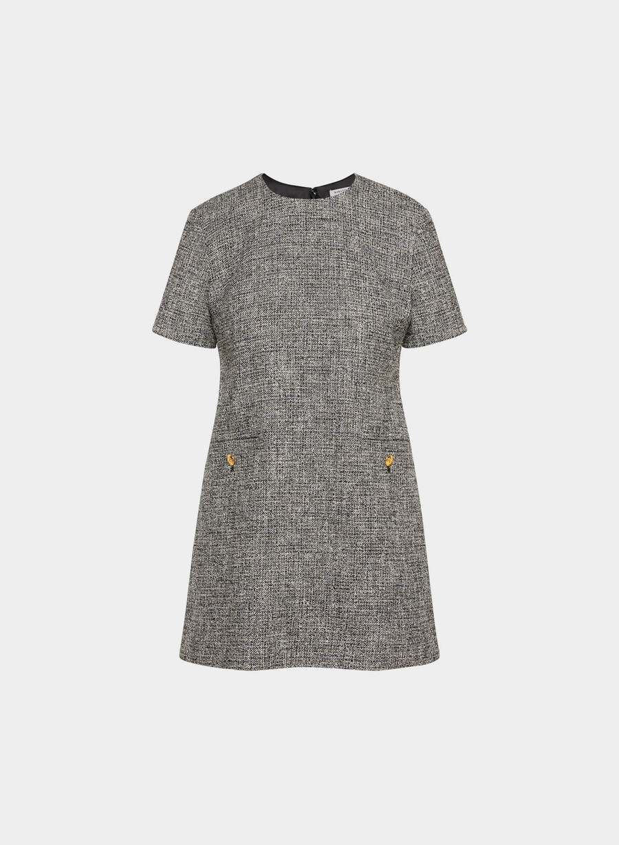 capote dress spckl tweed blkwhit