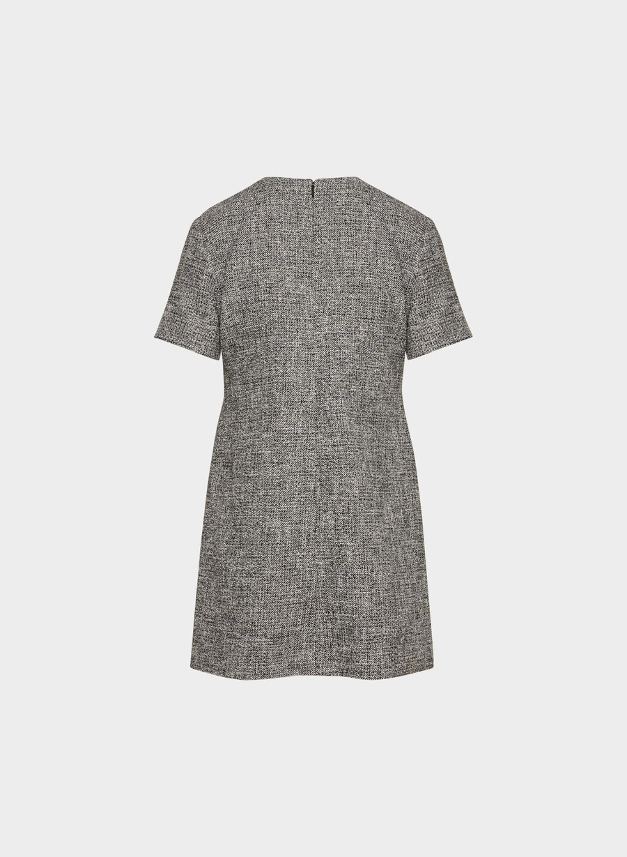capote dress spckl tweed blkwhit