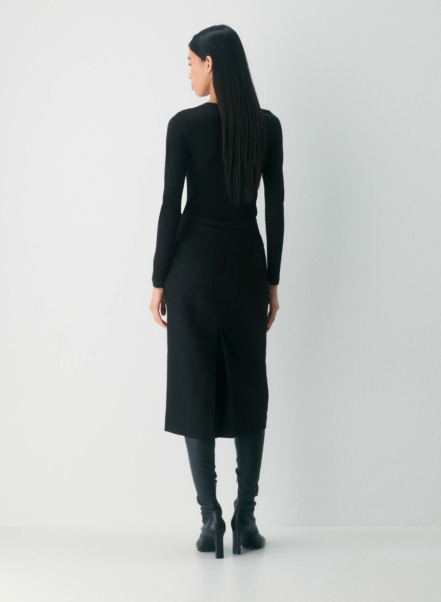 stiletto wool skirt black