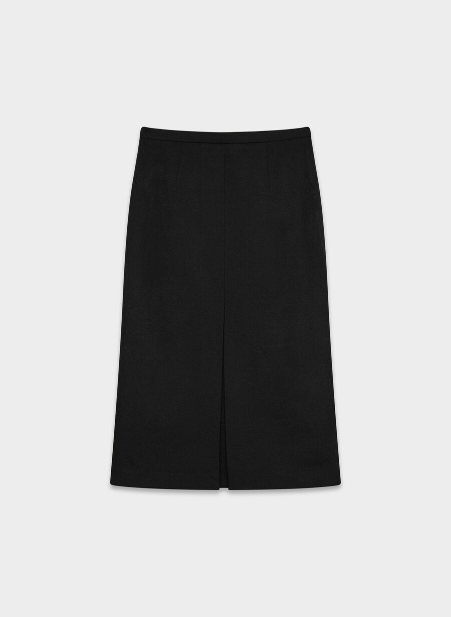 stiletto wool skirt black