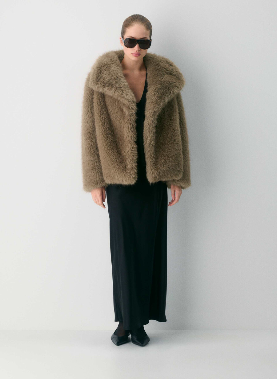 st. moritz coat - arctic faux fur rich mocha brown