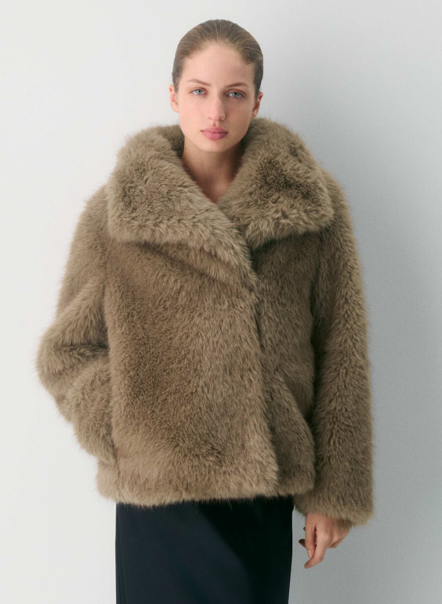 st. moritz coat - arctic faux fur rich mocha brown