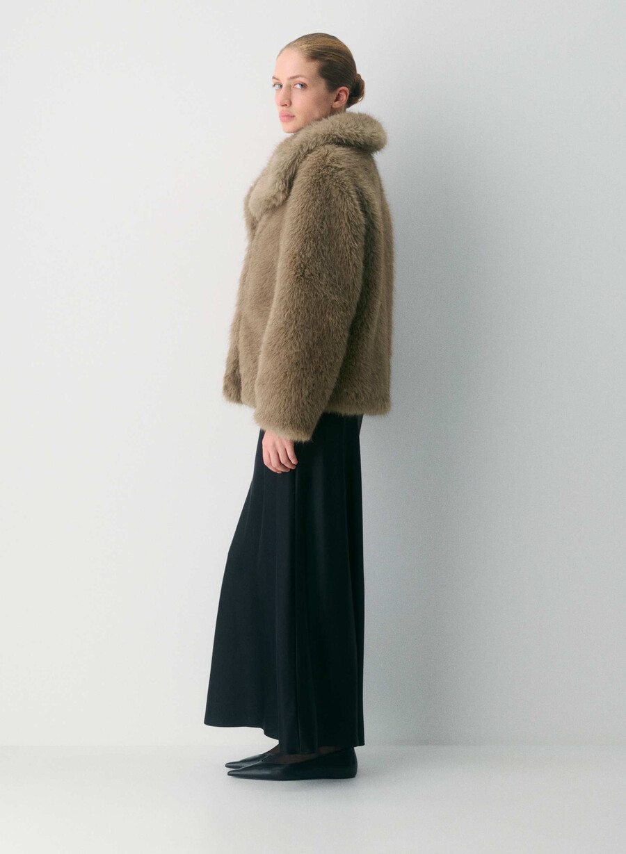 st. moritz coat - arctic faux fur rich mocha brown