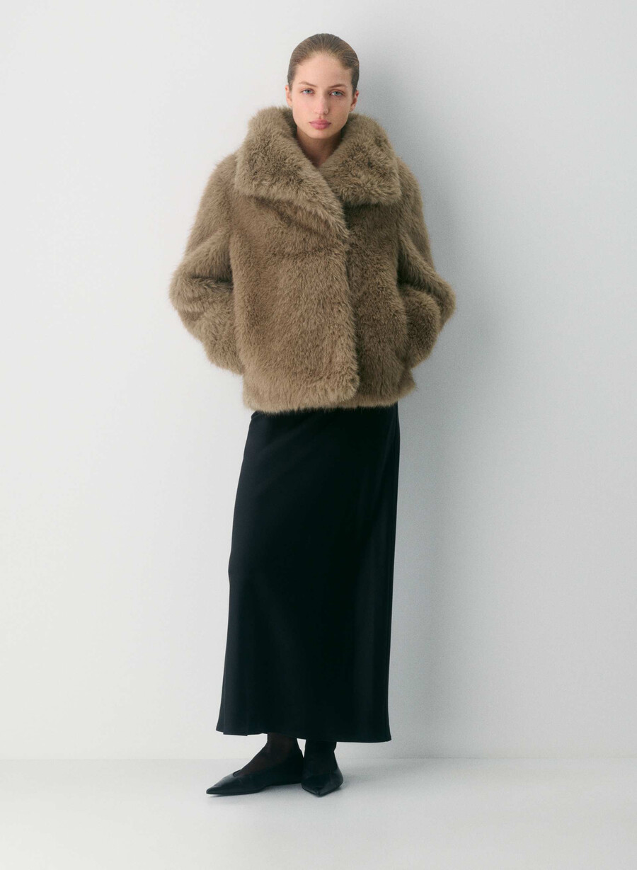 st. moritz coat - arctic faux fur rich mocha brown