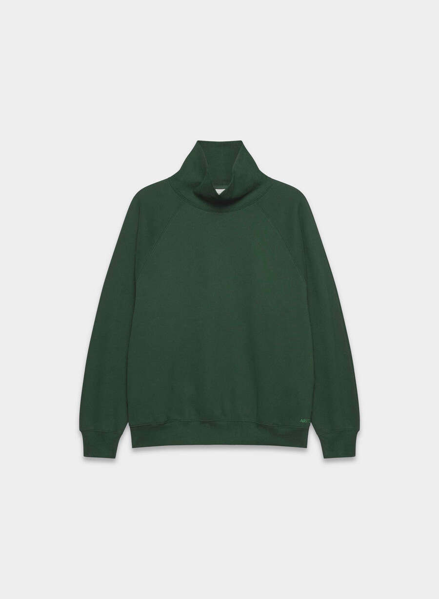 cozy sweatfleece mega raglan funnel neck campus green