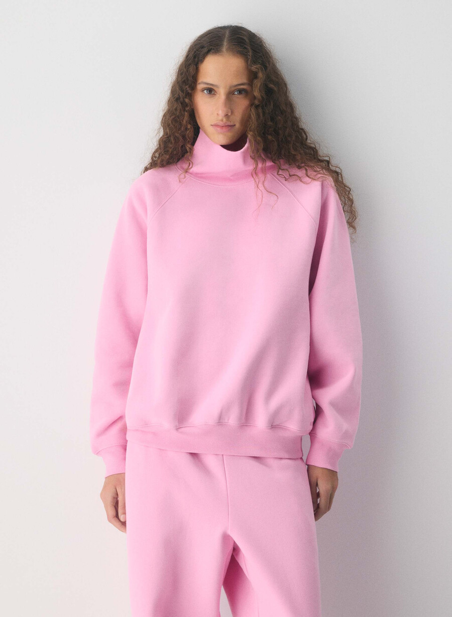 cozy sweatfleece mega raglan funnel neck campus green