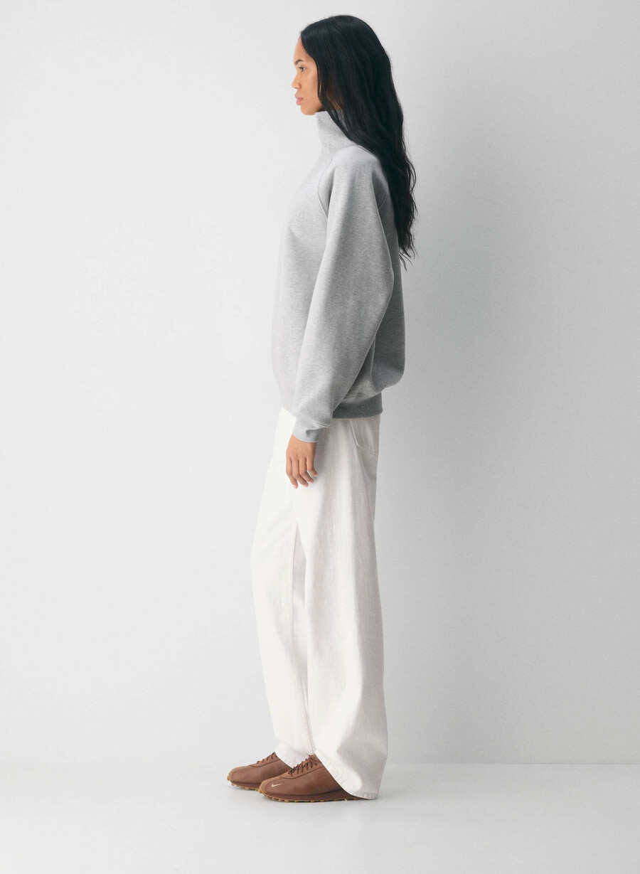 cozy sweatfleece mega raglan funnel neck heather chrome